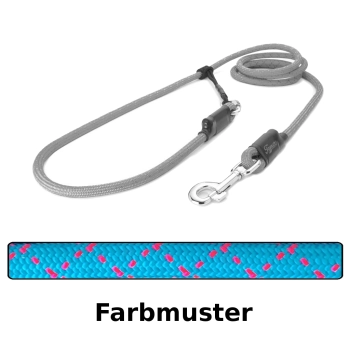 EASYLONG Hundeleine - L - 4m - hellblau mit pinken Stichen